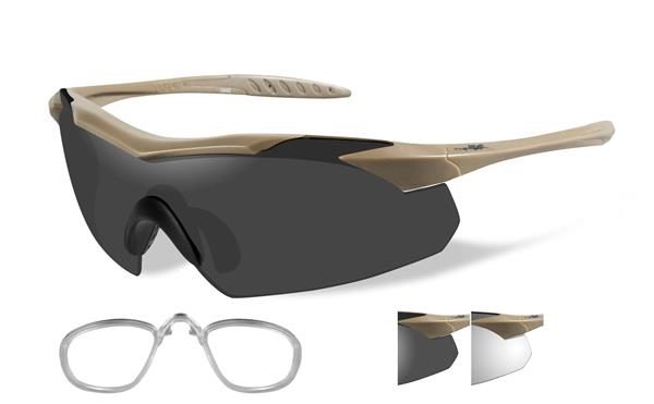 WileyX / Vapor / Tan Frame / Clear & Grey Lenses / Rx Insert / Sunglasses - 3511RX